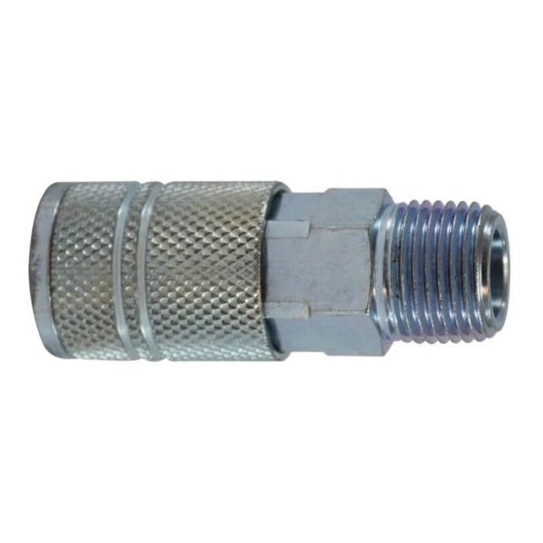 Midland Metal Coupler, Industrial Interchange, 12 Nominal, MNPT, 250 psi, 4 to 176 deg F, Steel, Import 98825